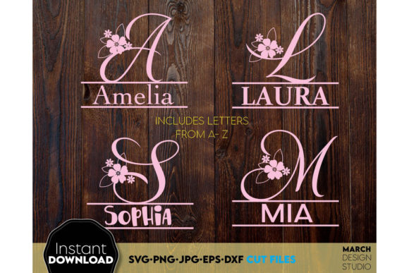 Download Alphabet Split Monogram Bundle Letters with Flowers - Letters Collection
