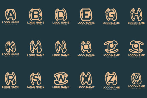 Download Restaurant with Letter Mark Logo Set - Premium Bundle