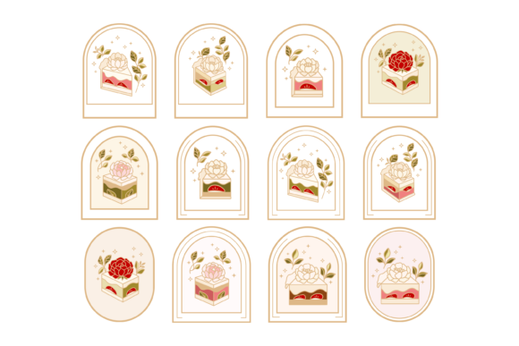 Download Cute Strawberry Cake Label &amp; Logo Set - Premium Resources